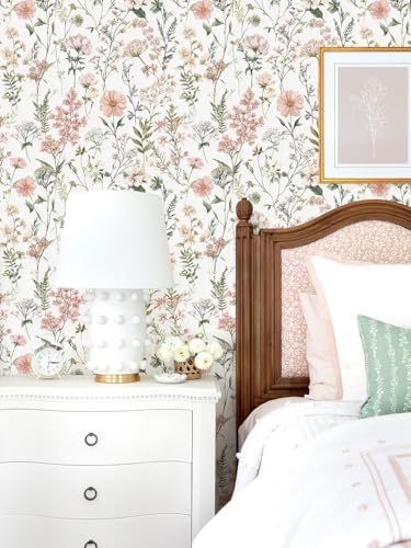 Orainege Pink Floral Peel and Stick Wallpaper Self Adhesive Wallpaper - Image 2