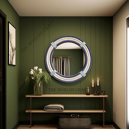 Nautical Round Rope Mirror, Rustic Coastal Boho Farmhouse Wall Décor - Image 4