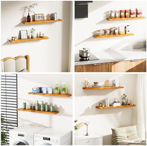 Organic Wavy Edge Floating Shelves, Hidden Brackets, 2 Pack 36 in - Image 7