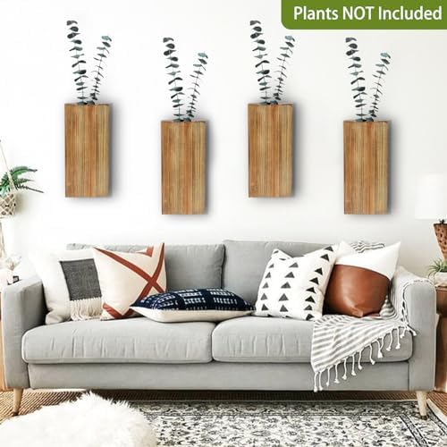 DILATATA Wood Wall Planters 4 Pack Wood Wall Decor - Image 5