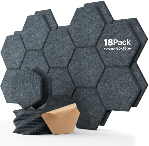 Soundsbay Hexagon Acoustic Panels, Self-Adhesive 18 Pack Sound Panels by Soundsbay