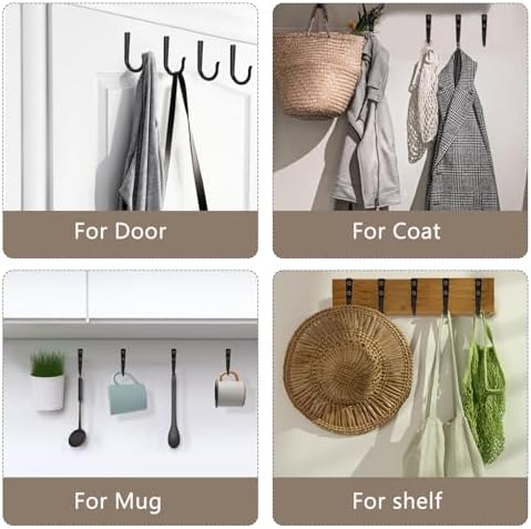4Pcs Wall Hooks for Hanging Coat/Towel - 50LB Screw in Metal Hanger Wall Mount - Image 5