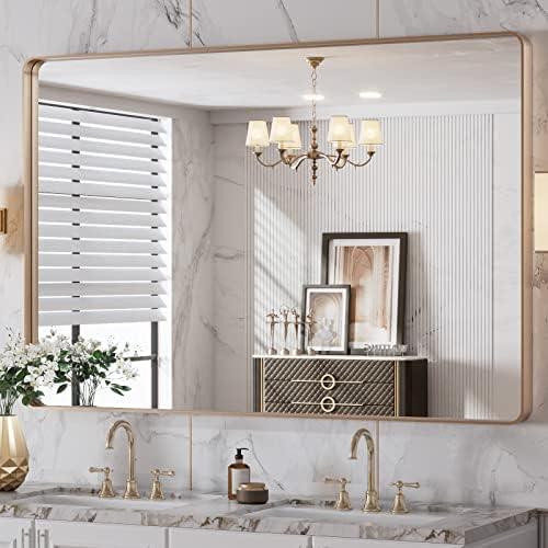 LOAAO 48"X32" Gold Bathroom Mirror by LOAAO