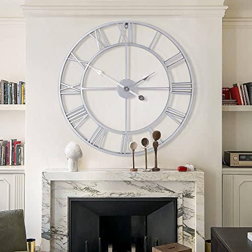 1st owned Large Wall Clock Metal Retro Roman Numeral Clock, Modern Round Wall - Image 6