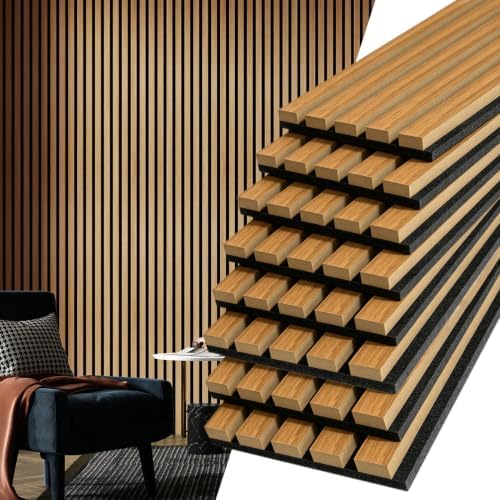 Art3d 8-Pack Soundproof Wood Slat Wall Panels, 94.5 x 7.9 Inch by Art3d