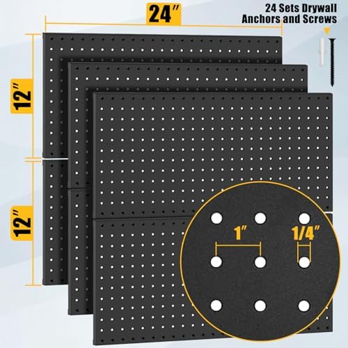 PBHEPJ 6 Pcs Metal Pegboard Panels, Includes Drywall Anchors and Screws Kits - Image 3