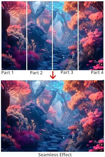 Colorful 3D Wallpapers Mural Fantasy Forest Trees Mushrooms Path Surreal Style - Image 5