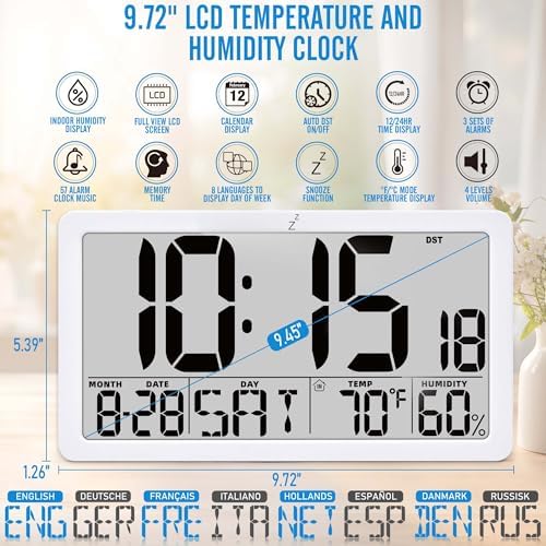 TXL Large Display Digital Wall Clock, Battery Operated - Image 2