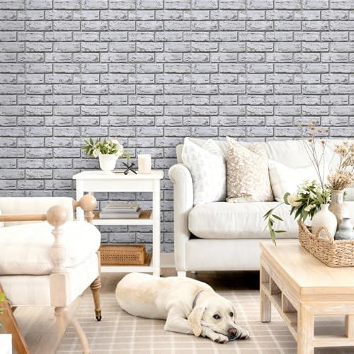 Commomy Faux Brick Wall Panels Peel and Stick Thin PVC 10 Pcs 11.8" x 11.8" - Image 2