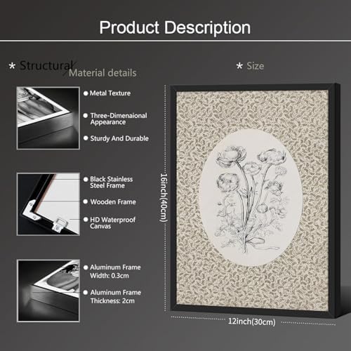 Heltrappe Neutral Floral Wall Art Antique Botanical Flower Poster Vintage - Image 2