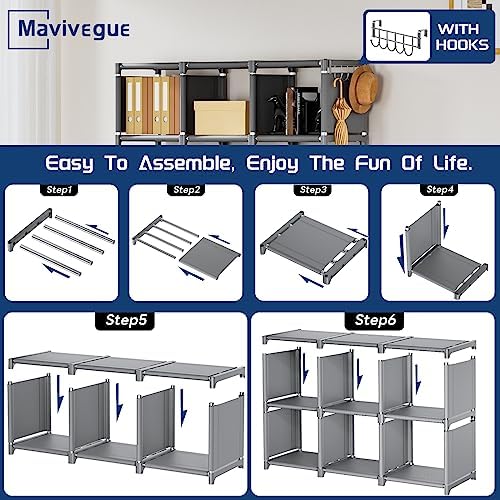 Metal Book Shelf, 18 Cube Storage Organizer Closet, Bookcase - Image 7