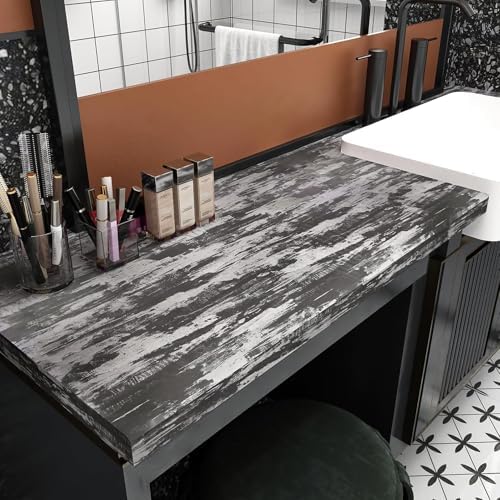 BOMENG Black Concrete Wallpaper Peel and Stick Industrial Cement Wallpaper - Image 7