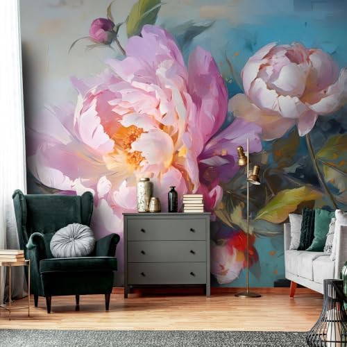Large Pink Peony self-Adhesive Oil Painting, Impressionist Style Floral murals - Image 2