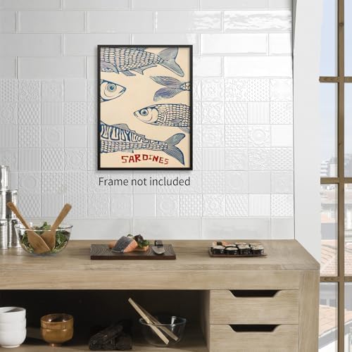 Vintage Sardine Wall Art Modern Kitchen Seafood Fish Poster Maximalist Antique - Image 3