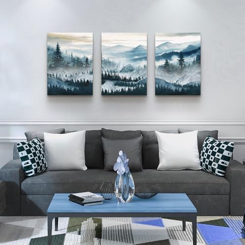 MHARTK66 Wall Art for Living Room, Mountain Landscape Wall Decor, Large Foggy - Image 3