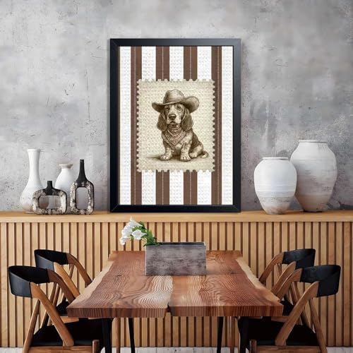 Vintage Cowboy Dog Wall Art, Western Basset Hound Canvas Print, Farm Rustic - Image 4