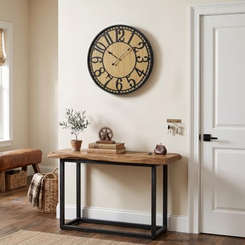 20 Inch Farmhouse Wall Clock for Living Room Decor, Rustic Wood - Image 2