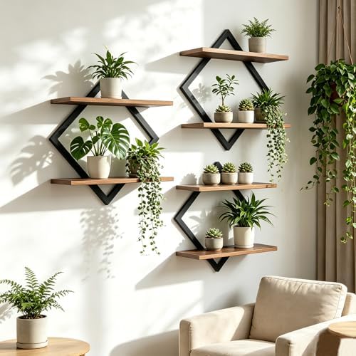 Set of 3 Floating Wall Shelves for Plants by Hoolicute