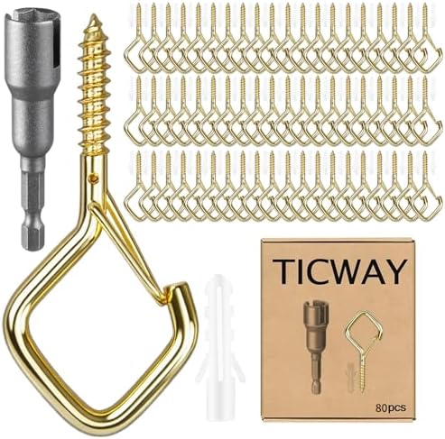 2.36IN Ceiling Screw Hooks for Hanging Plants, Safety Buckle by Ticway