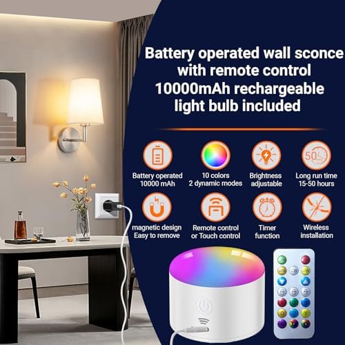 Wall Sconce Battery Operated Wall Light Fixure - Image 2
