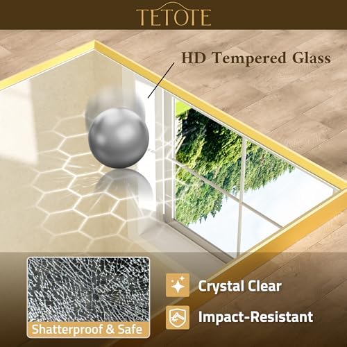 TETOTE Brushed Brass Bathroom Mirror - Image 4