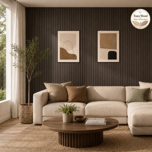 Peel and Stick PVC Slat Wall Panel, 3D Faux Smoked, 15.8" x 118" - Image 5