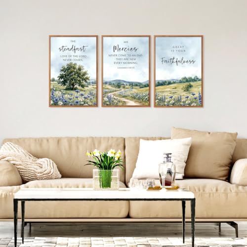 CHDITB Christian Wildflower Framed Wall Art Faith Landscape Scripture Decor - Image 2
