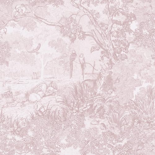 Ismoon Pink Peel and Stick Wallpaper Neutral Wall Paper 17.3in×6.56ft Vintage by Ismoon