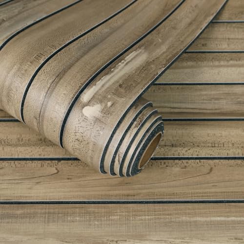 CHIHUT Weathered Brown Teak Foam Wood Slat Wall Panels 12"x79" Peel and Stick by CHIHUT