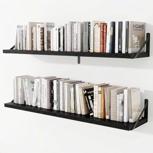 Deep Wall Shelves 48"W x 8"D Engineered Wood Floating Shelves by Venusmiles