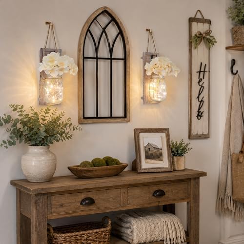Rustic Mason Jar Sconces Wall Decor, Rustic Brown - Image 5