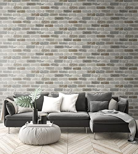 NextWall Washed Faux Brick Smooth Peel and Stick Wallpaper - Image 4
