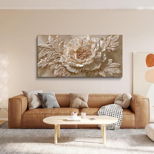 Soft Beige Peony Flower Canvas Wall Art Decor - Image 5