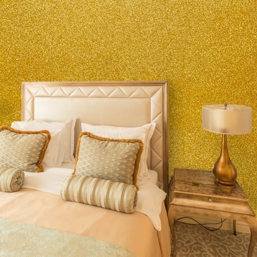 VEELIKE Gold Glitter Wallpaper Stick and Peel Sparkle Glitter Contact Paper - Image 4