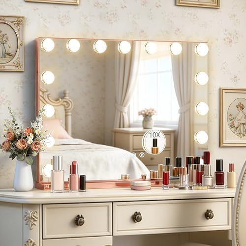 Ratsamee Rose Gold Hollywood Vanity Mirror by RATSAMEE