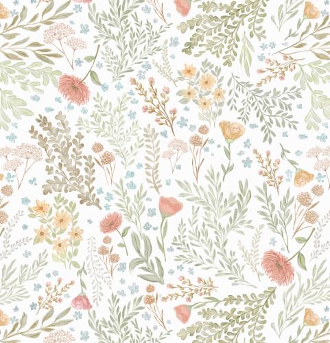 Floral Peel and Stick Wallpaper Vintage Botanical Contact Paper 17.3" x 78.7" by Micpolo