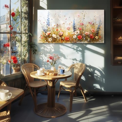 SERIMINO Large Floral Wall Decor, Flower Market Canvas Prints 29"X57" - Image 5