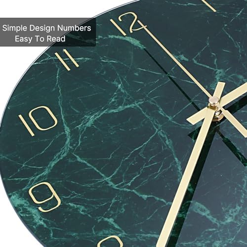 VIKMARI 10" Emerald Green Silent Glass Analog Wall Clock Home Bedroom Decor - Image 3