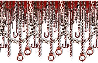 Beistle Bloody Chains & Hooks Wall Backdrop, 4’ x 30’ by Beistle