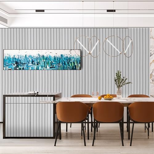 Wood Slat Peel and Stick Wallpaper 23.6"x120" Light Gray Oak Vinyl Faux Wood - Image 3