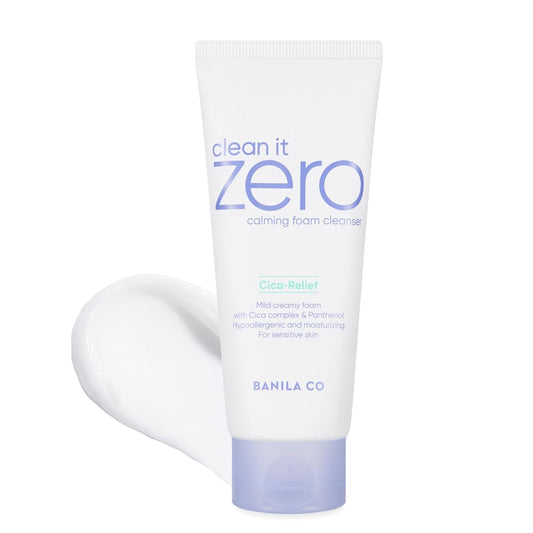 BANILA CO Clean It Zero Calming Foam Cleanser | Rich Lather Hydrating Cleansing With Soothing Finish | CICA Relief for Sensitive Skin | Vegan & Hypoallergenic (150ml / 5.07 fl.oz)