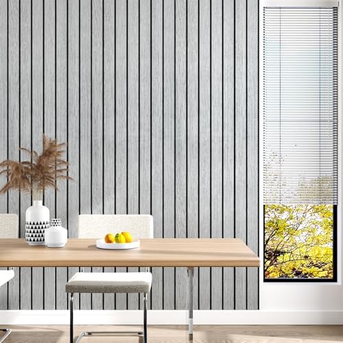 Wallercity White/Gray Self Adhesive Wood Slat Wall Paneling 3D Panels - Image 6