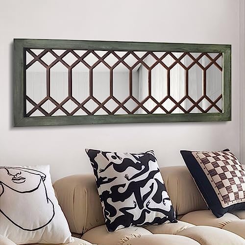 Farmhouse Mirror for Wall Decor: 43.3"x17.7" Large Rustic Windowpane Mirror - Image 3