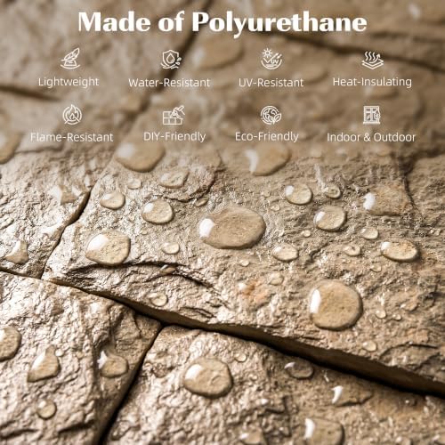 HOMCOM 3D Faux Stone Wall Panels Water-Resistant 4' x 2' Beige - Image 4
