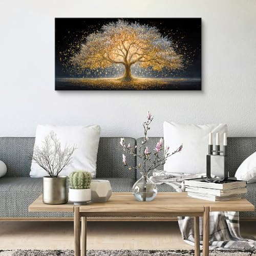 I@U Modern Black Gold Tree Of Life Canvas Wall Art - Image 4