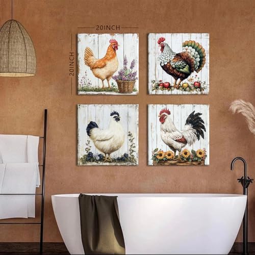 Chicken Rooster Wall Art Farmhouse Pictures Wall Decor - Image 5