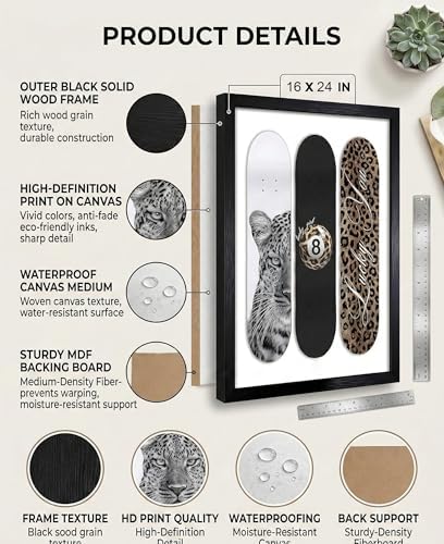 Stockholm Cheetah Skateboard Style Wall Art Canvas 1pc– Leopard Print Skater - Image 3