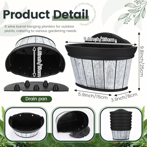Layhit 6 Pcs Wall Hanging Planters, 12 Inches, Wood White - Image 2