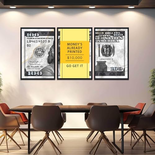 Black Framed Canvas Wall Art Benjamin Franklin 100 Dollar Money's Already - Image 2