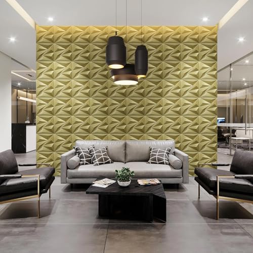 STICKGOO 3D Wall Panels Diamond, Champaign Gold, 33 Pack - Image 2